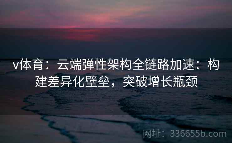 v体育:云端弹性架构全链路加速:构建差异化壁垒,突破增长瓶颈 v体育:云端弹性架构全链路加速:构建差异化壁垒,突破增长瓶颈