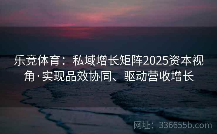 乐竞体育:私域增长矩阵2025资本视角·实现品效协同、驱动营收增长 乐竞体育:私域增长矩阵2025资本视角·实现品效协同、驱动营收增长
